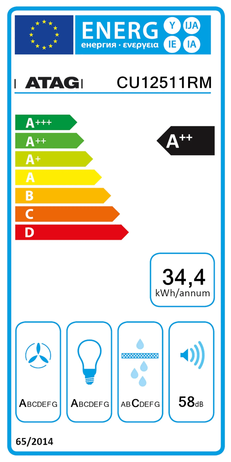 Page 1 de la notice Label énergétique Atag CU12511RM