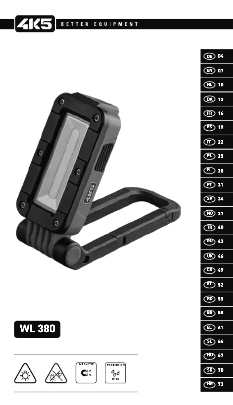 Page 1 de la notice Manuel utilisateur 4K5 WL 380