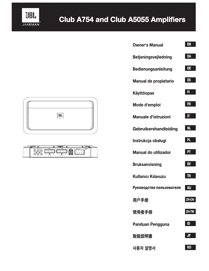 Page 1 de la notice Manuel utilisateur JBL Club A754