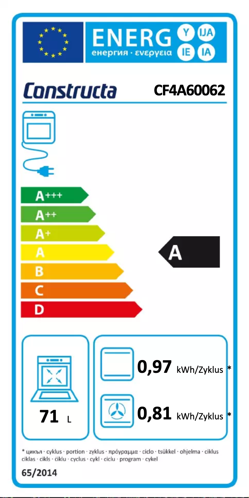 Page n°1 - Label énergétique Constructa CF4A60062