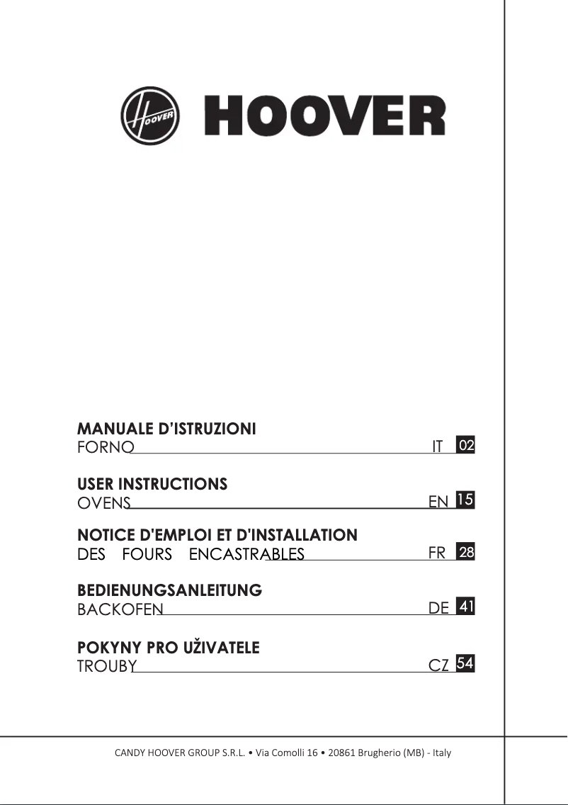Page 1 de la notice Manuel utilisateur Hoover HOF4050WA/E