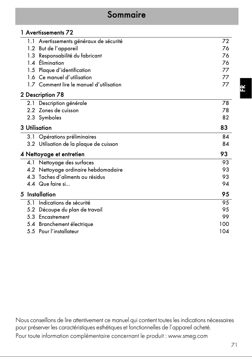 Page n°1 - Manuel utilisateur Smeg SE364ETB