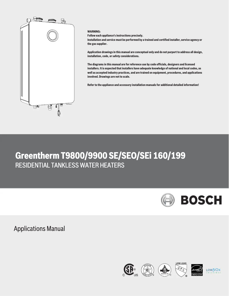 Page 1 de la notice Manuel utilisateur Bosch Greentherm T9800 SE 160/199