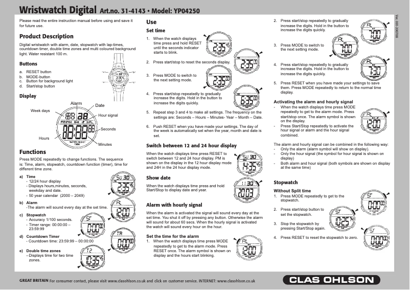 Page 1 de la notice Manuel utilisateur Prologue YP04250