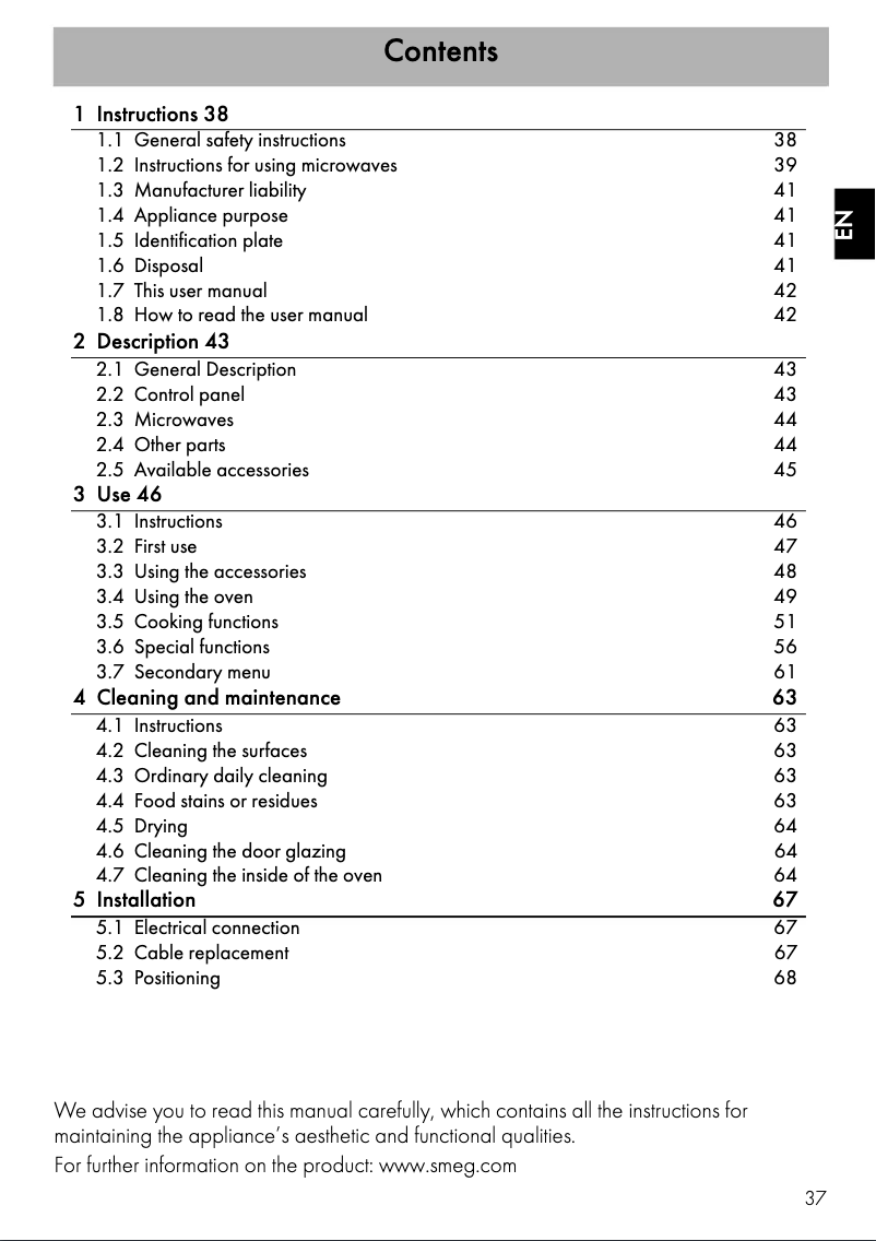 Page 1 de la notice Brochure Smeg SF4750MPO