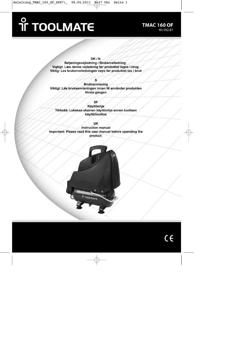 Page 1 de la notice Manuel utilisateur TOOLMATE TMAC 160 OF