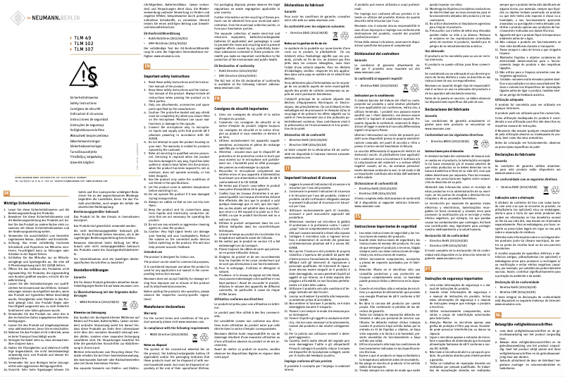 Page 1 de la notice Instructions de sécurité Neumann U 87 i