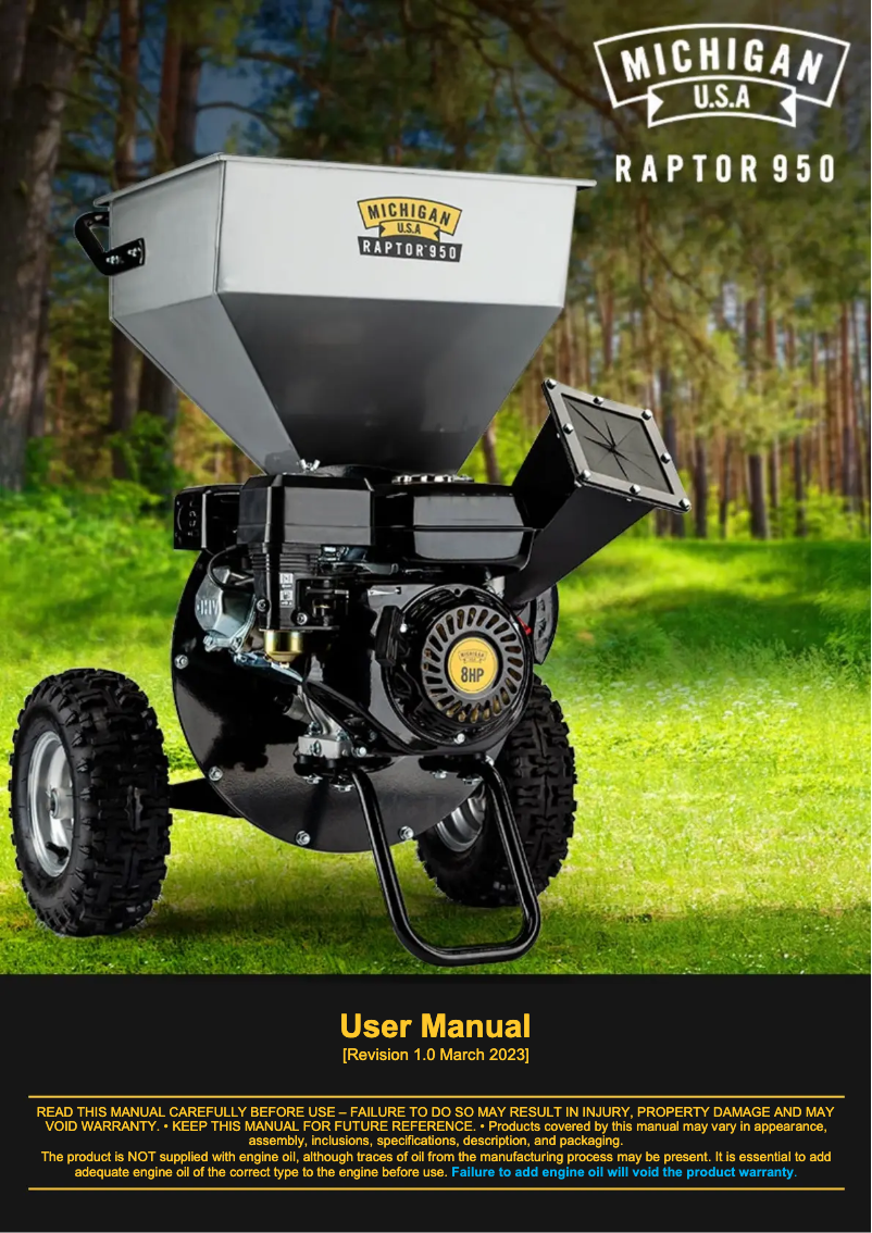 Image de la première page du manuel de l'appareil Raptor 950