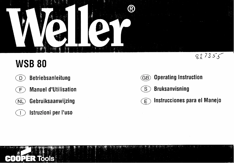 Page 1 de la notice Manuel utilisateur Weller WSB 80