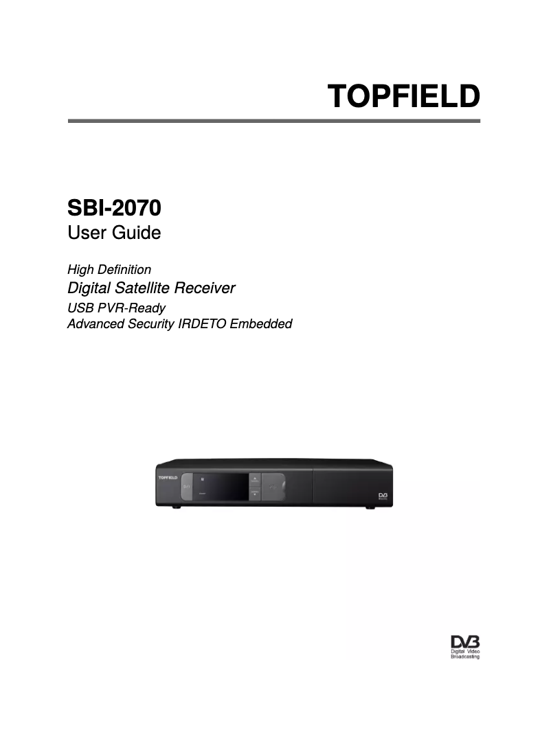 Page 1 de la notice Manuel utilisateur Topfield SBI-2070