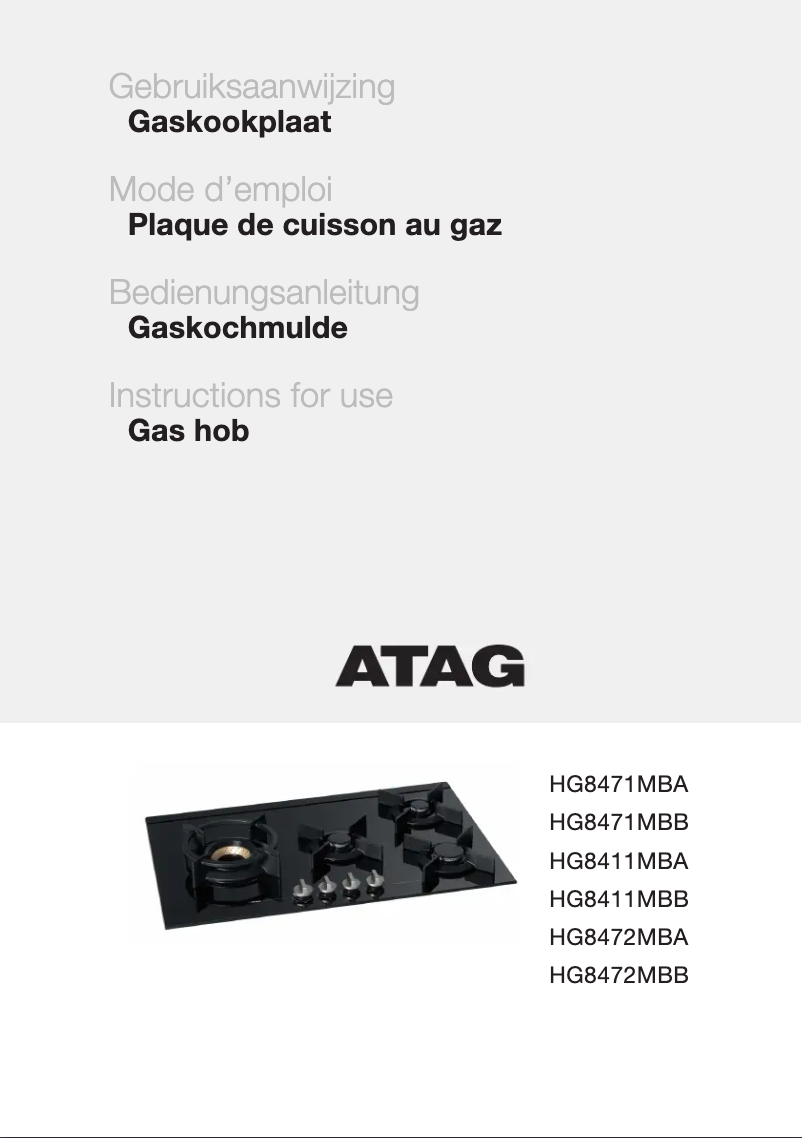 Page 1 de la notice Manuel utilisateur Atag HG8471MBA1E