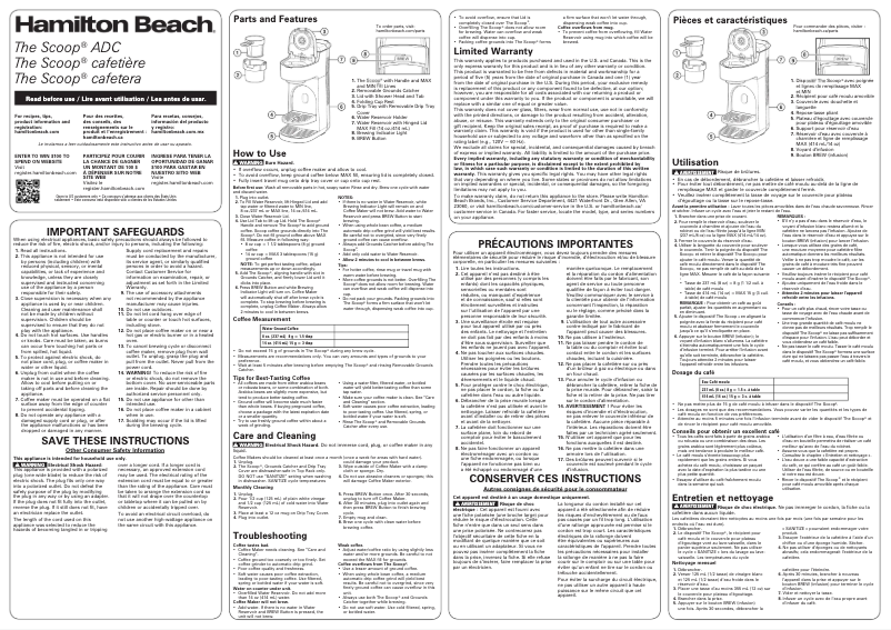 Page n°1 - Manuel utilisateur Hamilton Beach 47621