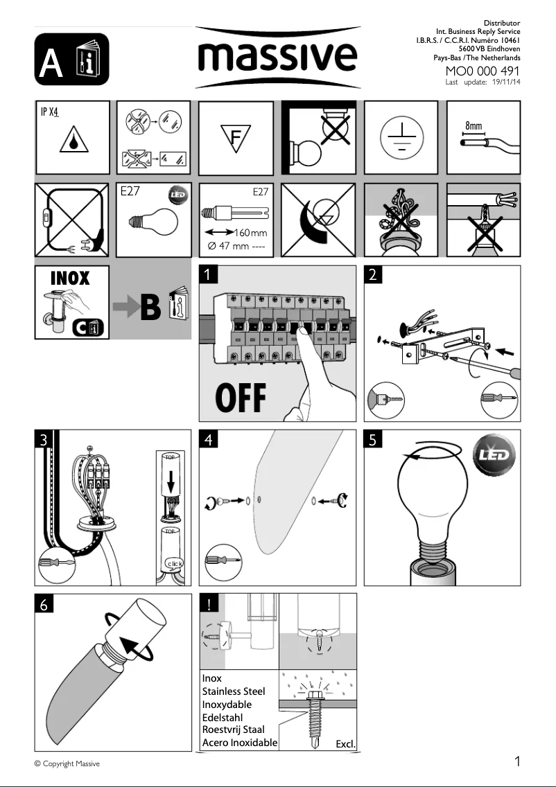 Page 1 de la notice Manuel utilisateur Massive Utrecht
