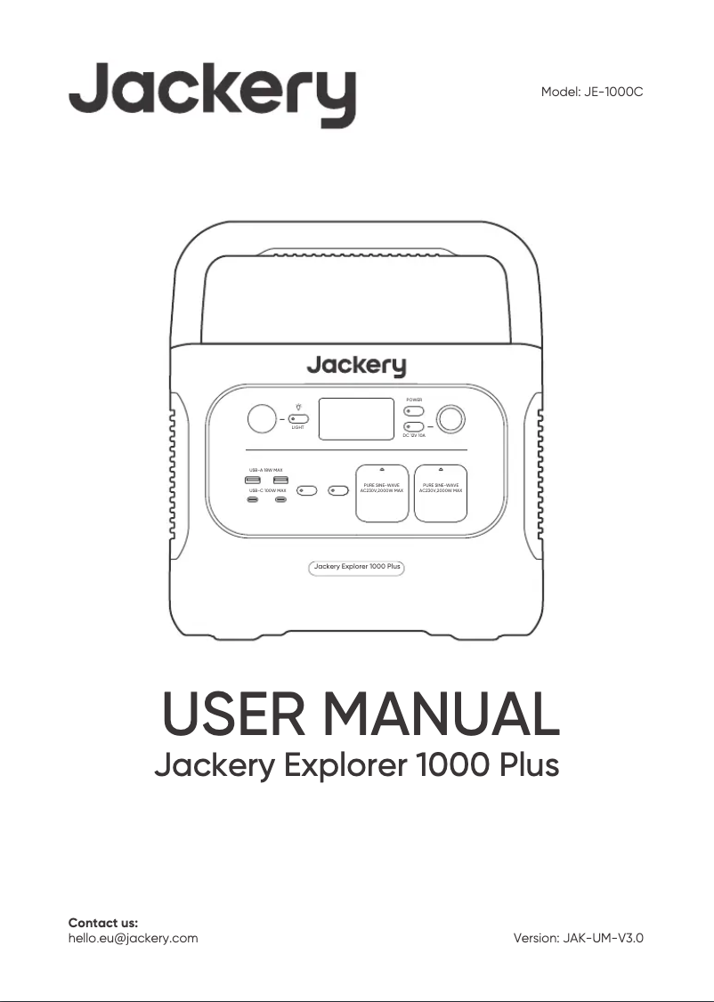 Page n°1 - Manuel utilisateur Jackery Explorer 1000 Plus