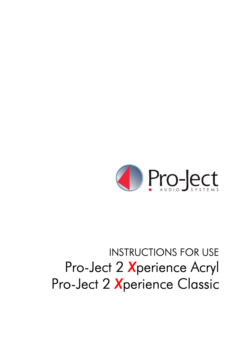 Page n°1 - Manuel utilisateur Pro-Ject 2 Xperience Classic