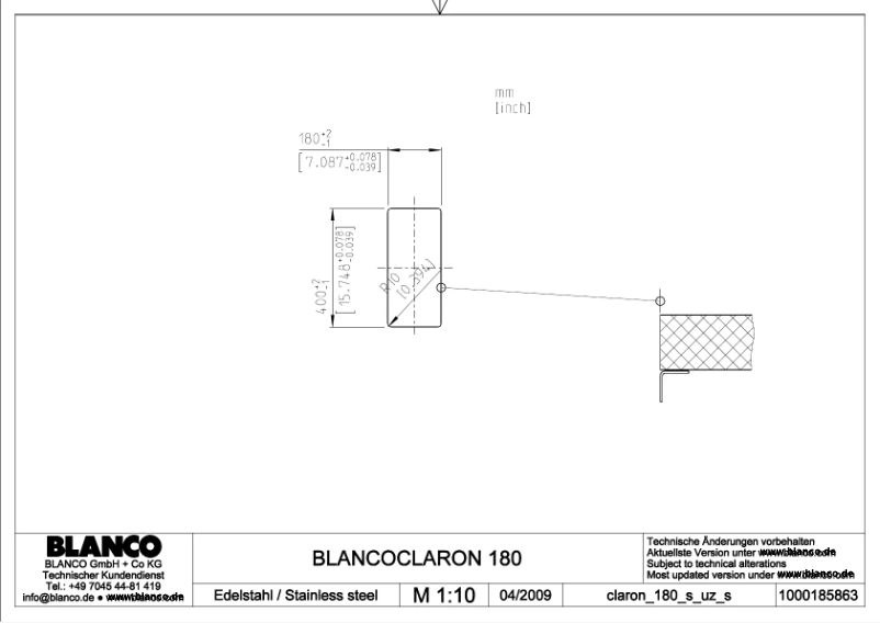 Page 1 de la notice Manuel utilisateur BLANCO CLARON 180-U