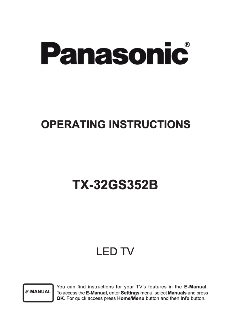 Page 1 de la notice Manuel utilisateur Panasonic TX-32GS352B