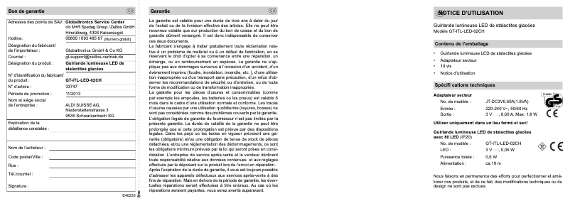 Page n°1 - Manuel utilisateur GlobalTronics GT-ITL-LED-02CH