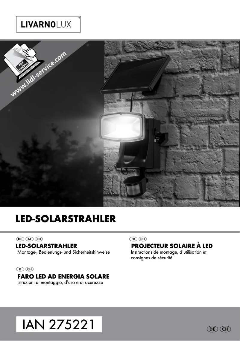 Page 1 de la notice Manuel utilisateur Livarno Lux IAN 275221