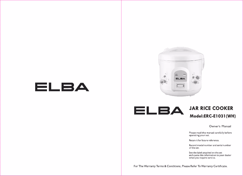 Image de la première page du manuel de l'appareil ERC-E1031(WH)