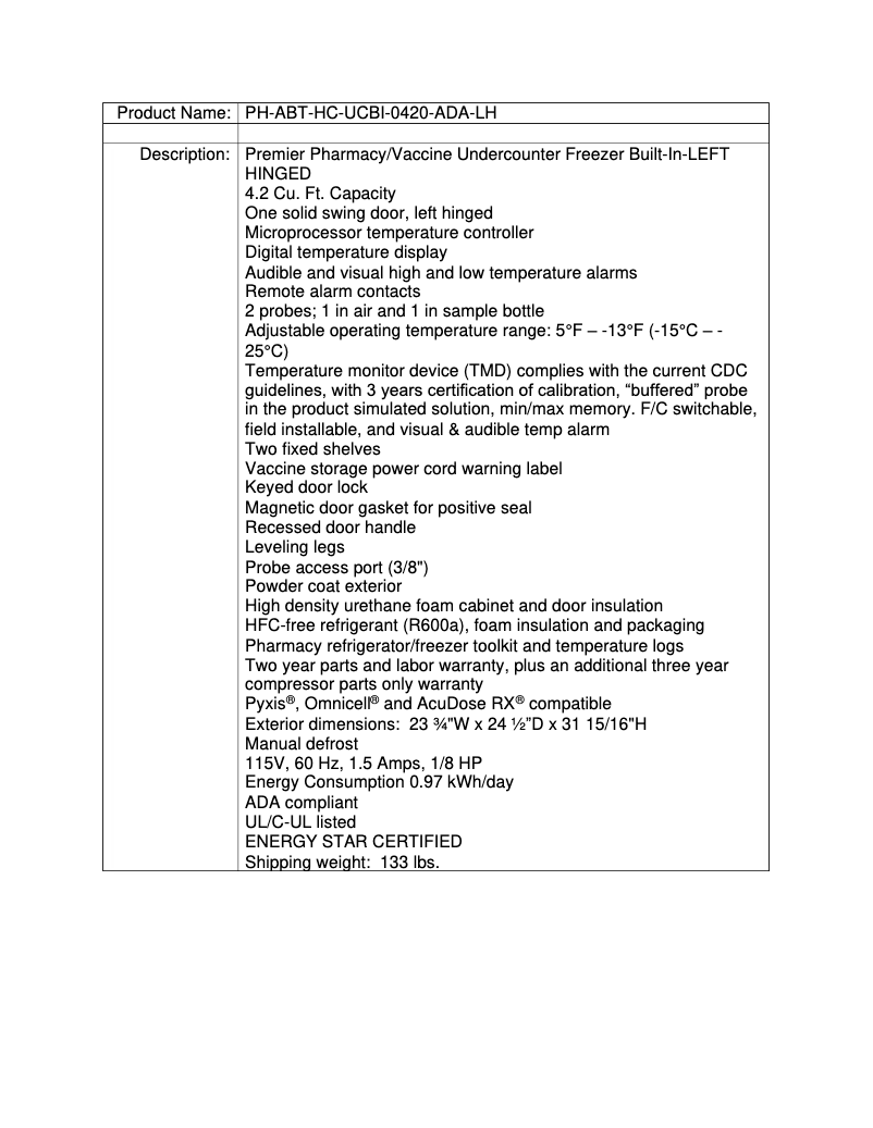 Page 1 de la notice Manuel utilisateur American BioTech Supply PH-ABT-HC-UCBI-0420-ADA-LH