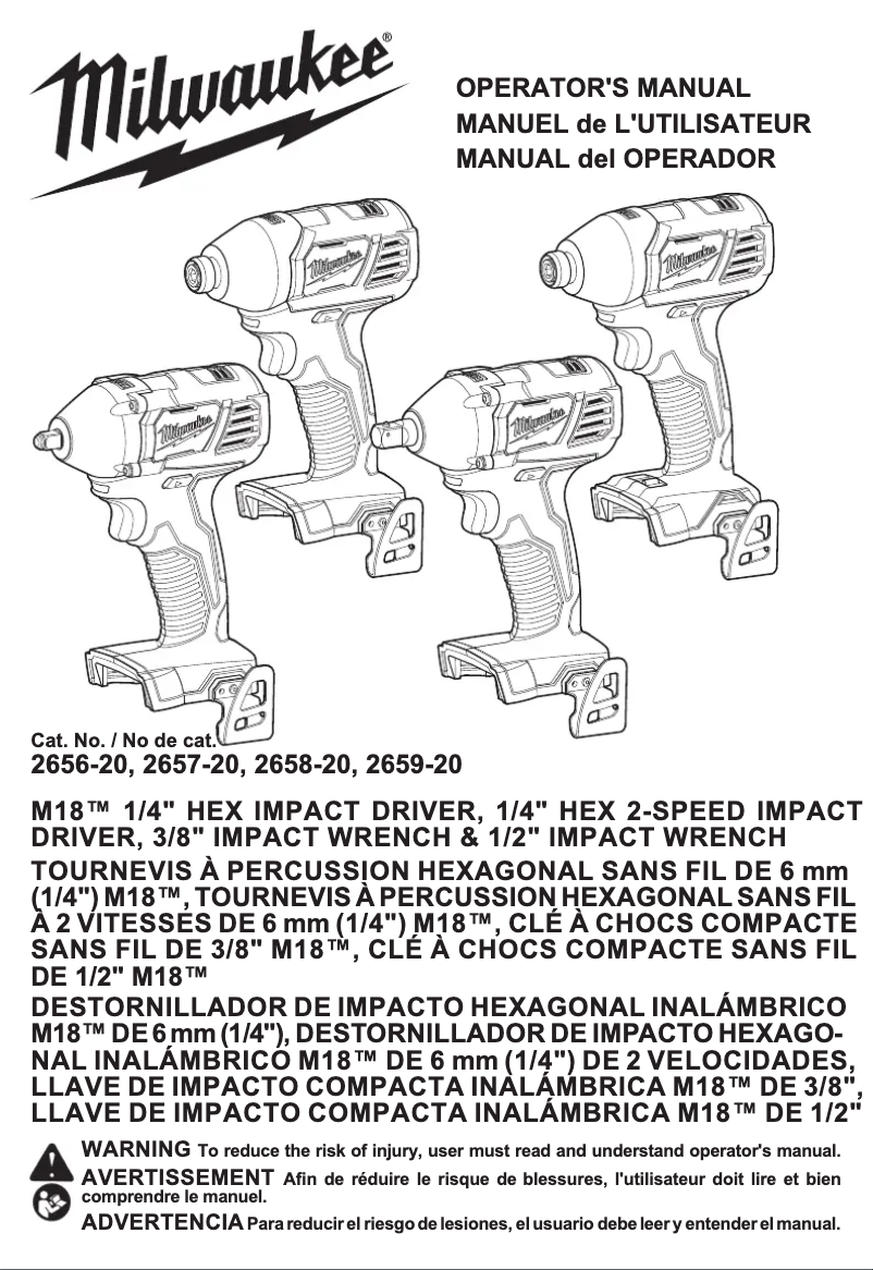 Page n°1 - Manuel utilisateur Milwaukee 2659-20