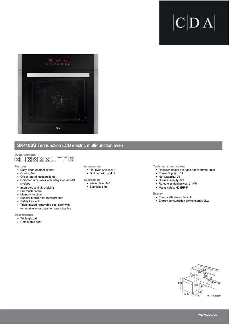 Page n°1 - Fiche technique CDA SK410SS
