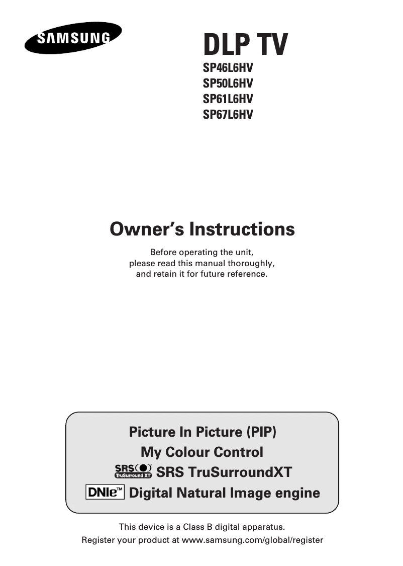 Imagen de la primera página del manual del dispositivo SP-46L6HV