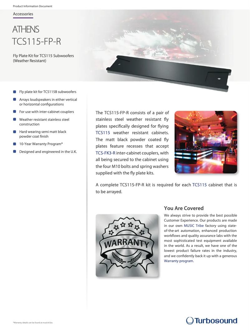 Página 1 del manual Ficha técnica Turbosound TCS115-FP-R