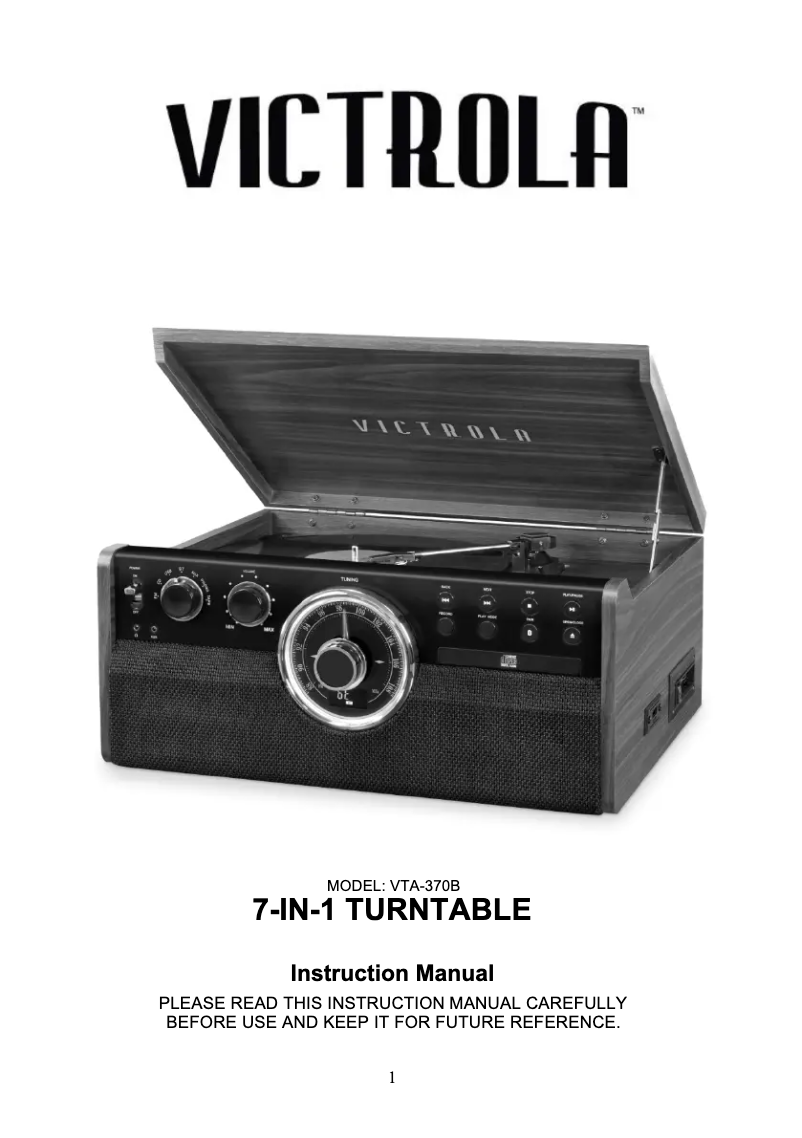Page n°1 - Manuel utilisateur Victrola The Empire VTA-370B
