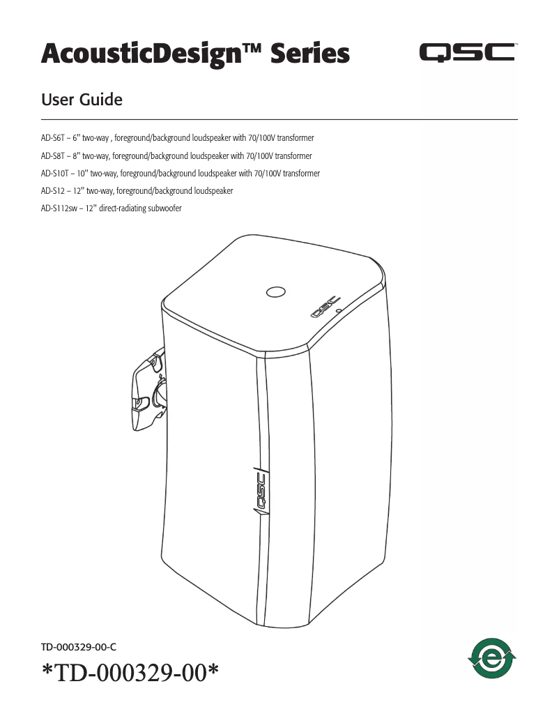 Page n°1 - Manuel utilisateur QSC AcousticDesign AD-S8T