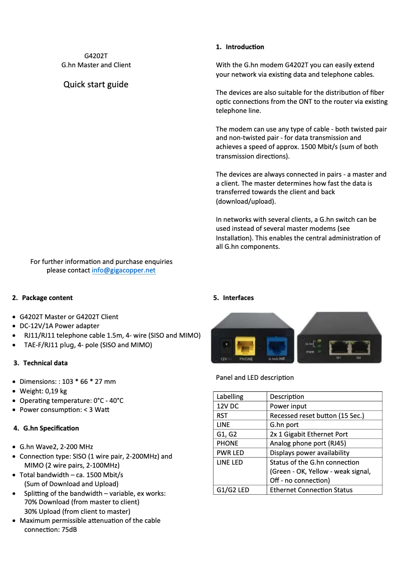 Image de la première page du manuel de l'appareil G4202T