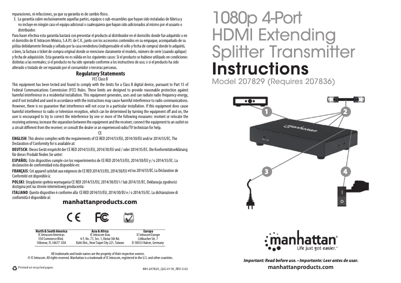 Page 1 of the manual User Manual Manhattan 207829