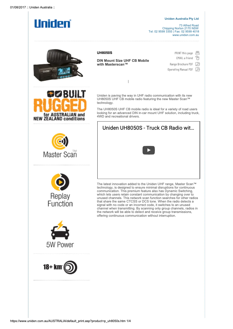 Image de la première page du manuel de l'appareil UH8050S