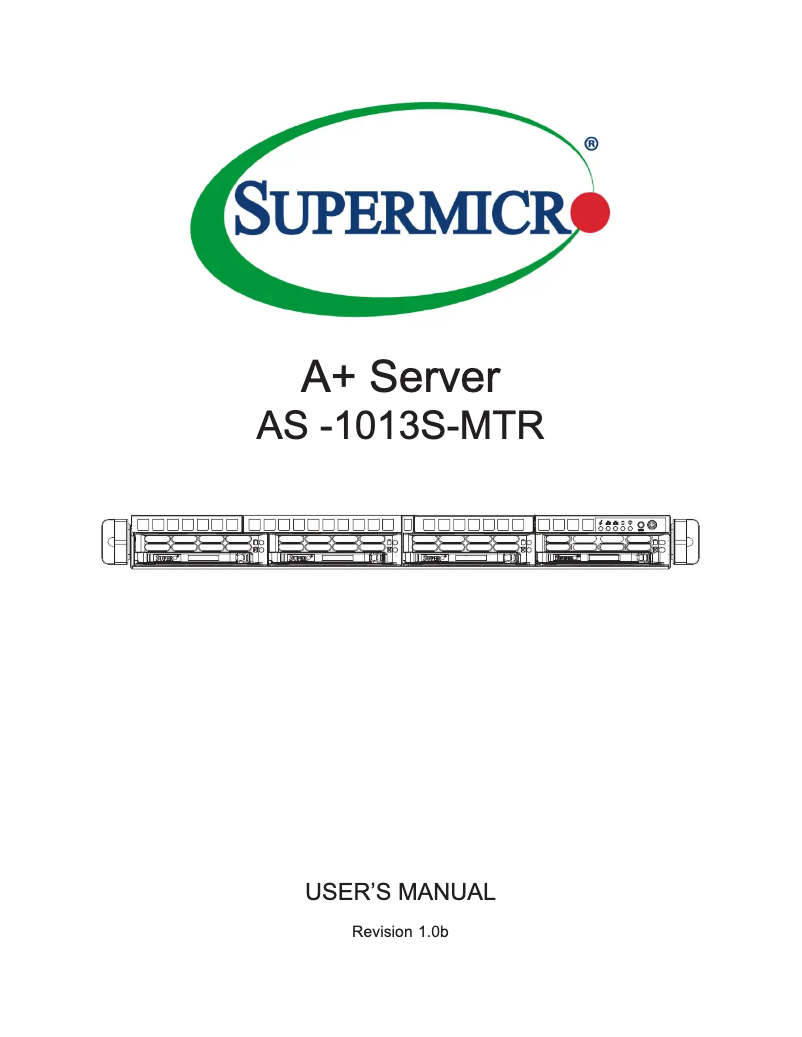 Page 1 de la notice Manuel utilisateur Supermicro AS-1013S-MTR