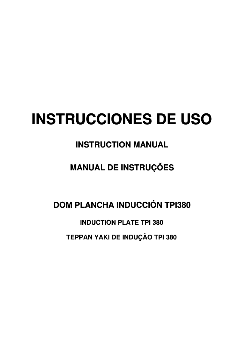 Image de la première page du manuel de l'appareil TPI 380