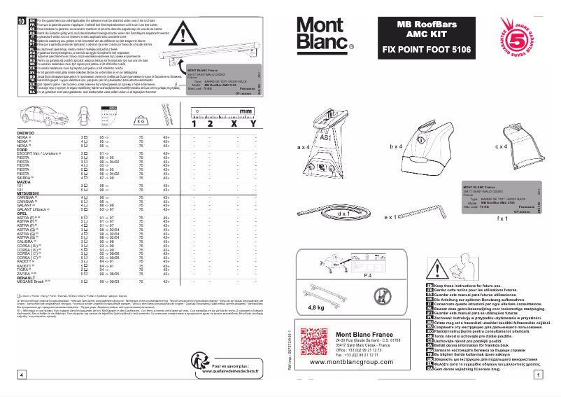 Page 1 de la notice Manuel utilisateur Mont Blanc AMC 5106
