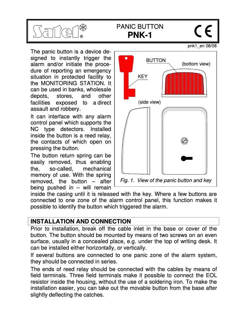 Página 1 del manual Manual de usuario Satel PNK-1