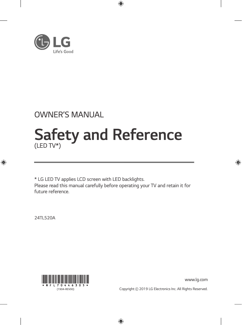 Page 1 de la notice Manuel utilisateur LG 24TL520A