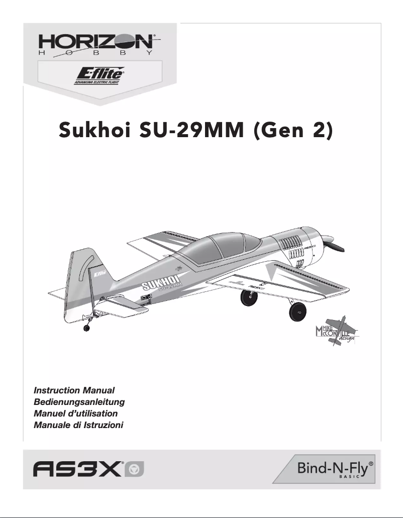 Page 1 de la notice Manuel utilisateur E-flite Sukhoi SU-29MM (Gen 2)