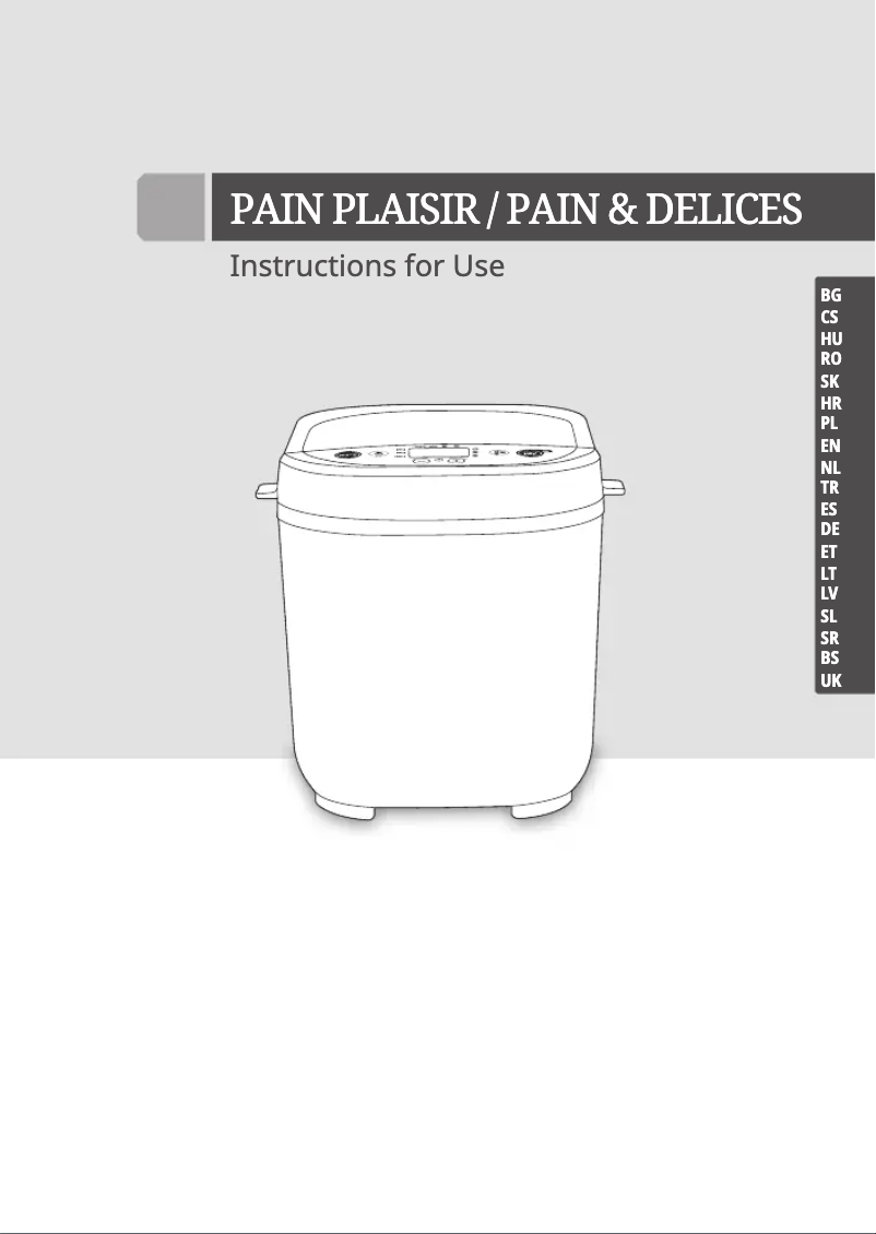 Page 1 de la notice Manuel utilisateur Tefal Pain Plaisir PF2208