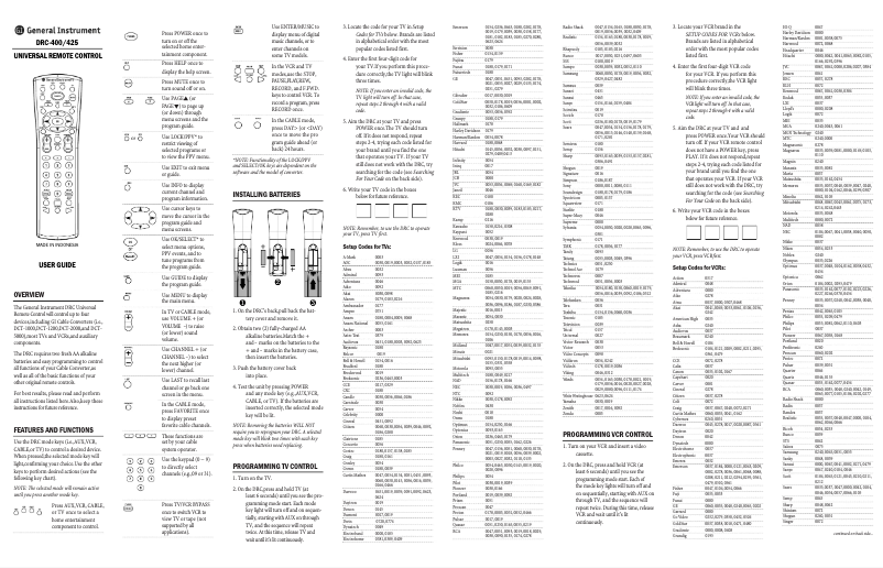 Image de la première page du manuel de l'appareil DRC-400
