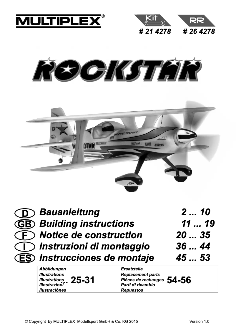 Page n°1 - Manuel utilisateur Multiplex Rockstar RR Bundle