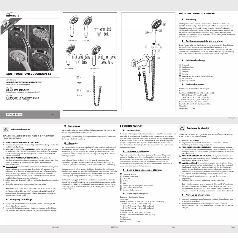 Page n°1 - Manuel utilisateur Miomare IAN 284948