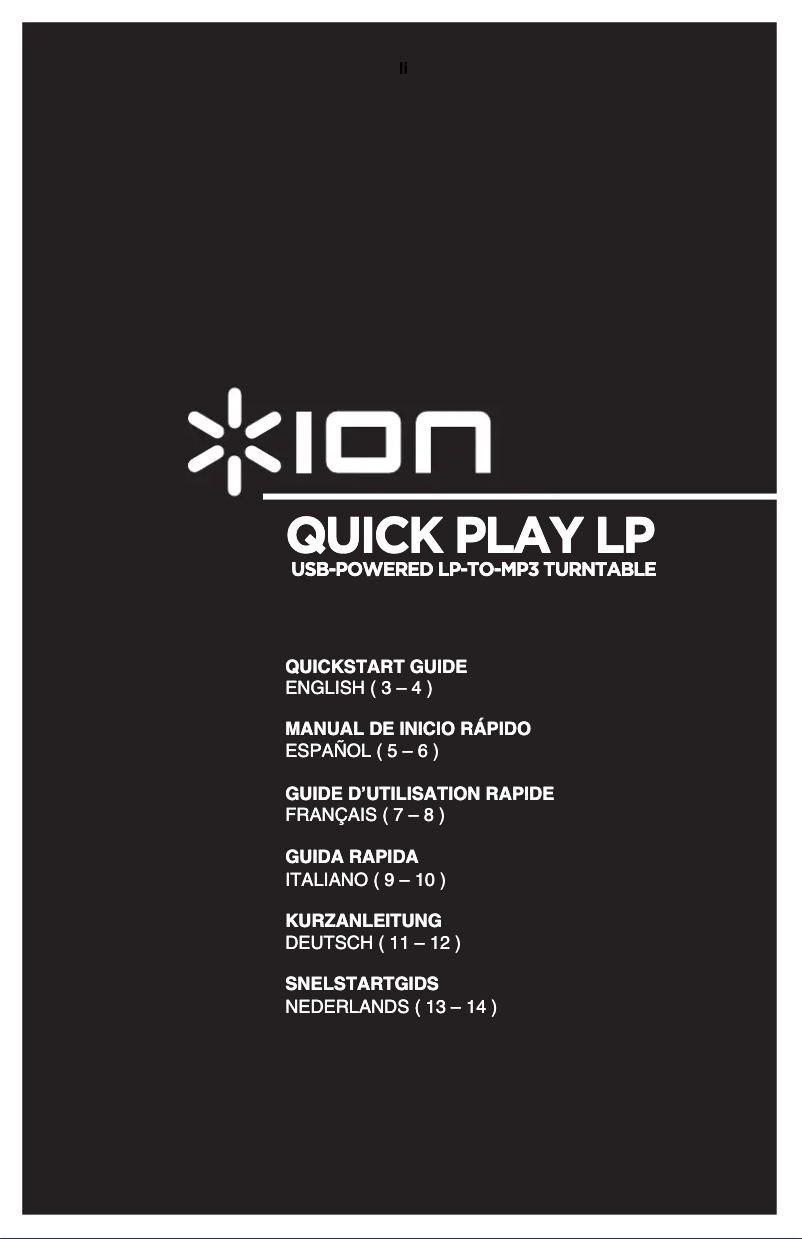 Page 1 de la notice Manuel utilisateur ION Quick Play LP
