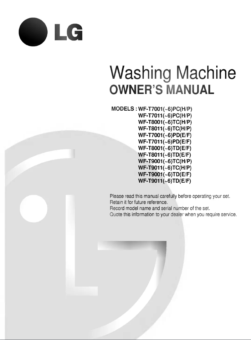Page n°1 - Manuel utilisateur LG WF-T8003TH