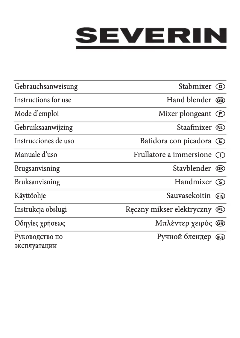 Page n°1 - Manuel utilisateur Severin SM 3727