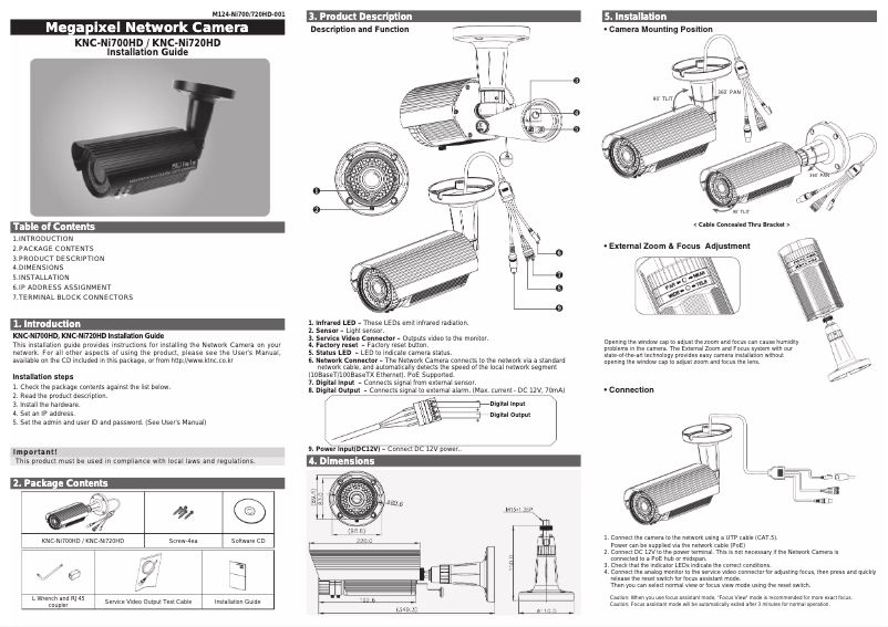 Page n°1 - Manuel utilisateur KT&C KNC-NI720HD
