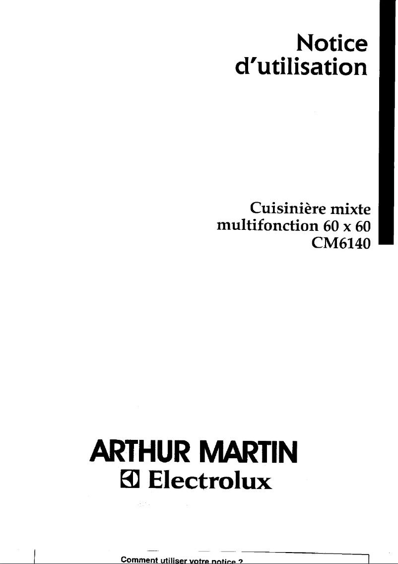 Page n°1 - Manuel utilisateur Arthur Martin-Electrolux CM6140W1