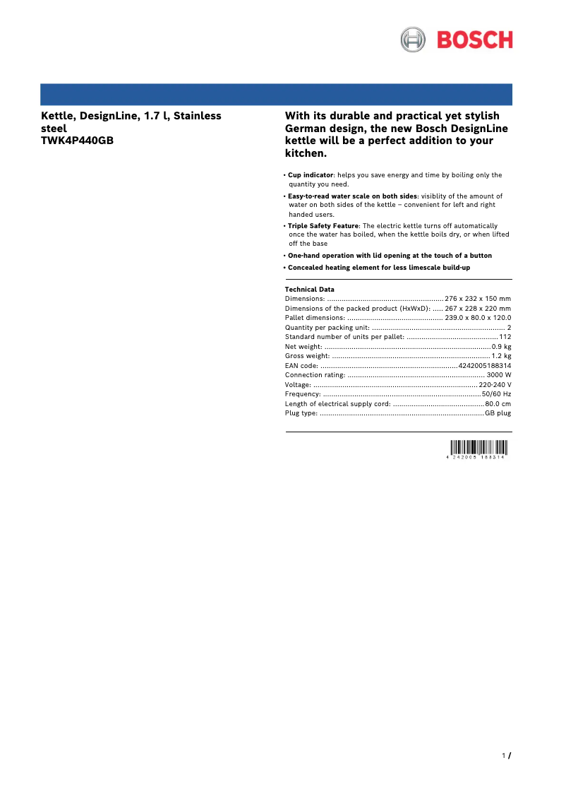 Image de la première page du manuel de l'appareil DesignLine TWK4P440